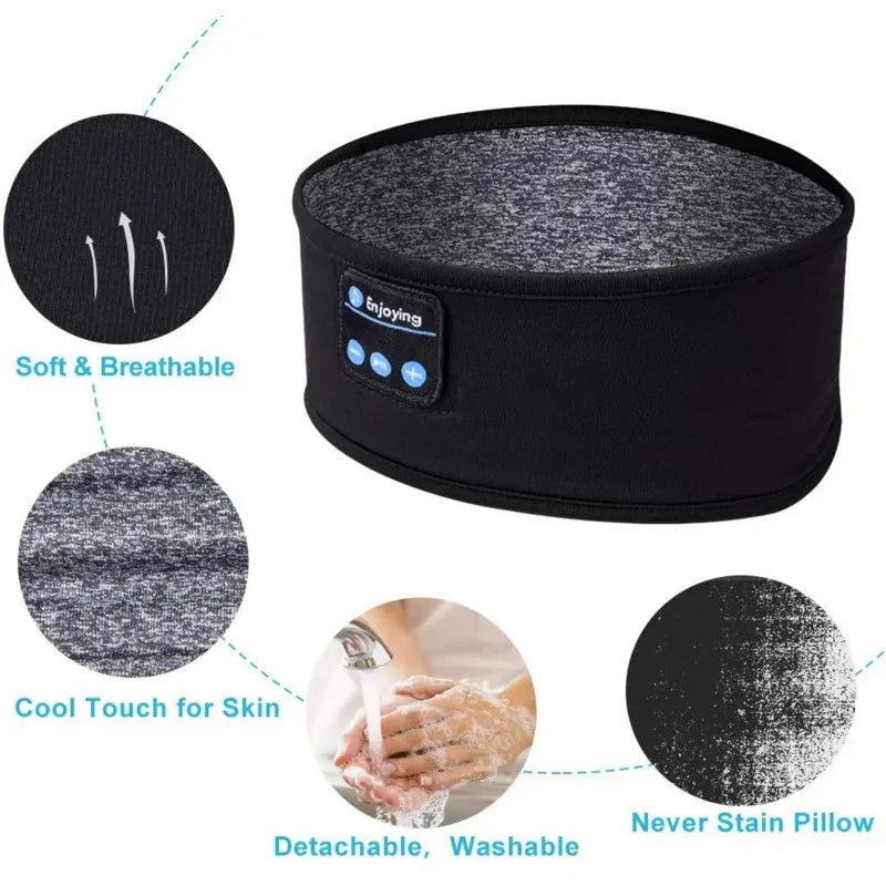 Bandeau Bluetooth  – Masque de nuit musical avec casque Bluetooth intégré, bandeau élastique confortable pour écouter de la musique en toute tranquillité.