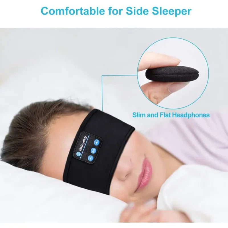 Bandeau Bluetooth  – Masque de nuit musical avec casque Bluetooth intégré, bandeau élastique confortable pour écouter de la musique en toute tranquillité.